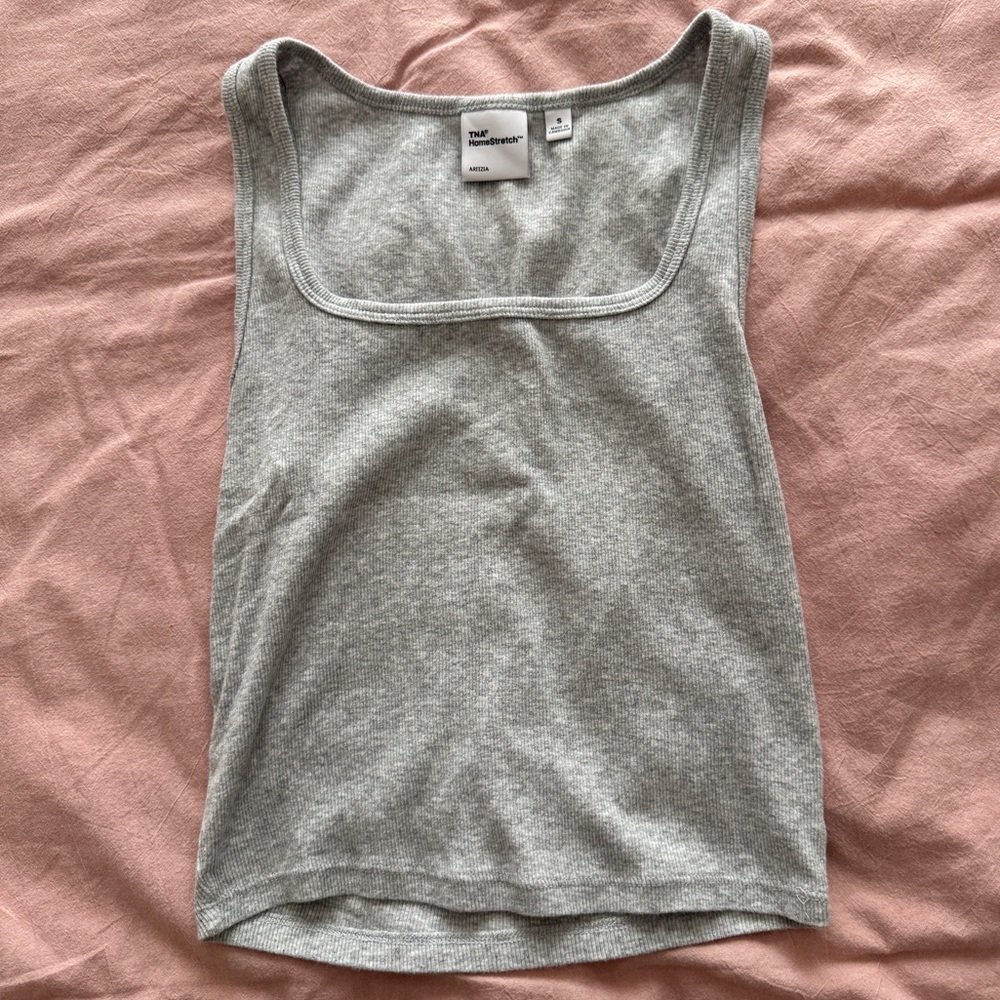 TNA Homestretch Gray square neck tank